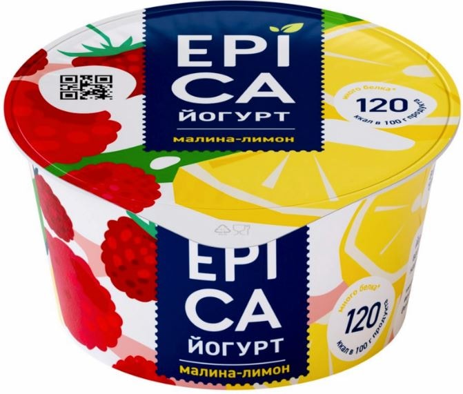 Йогурт Epica с малиной и лимоном 4.8% 130г