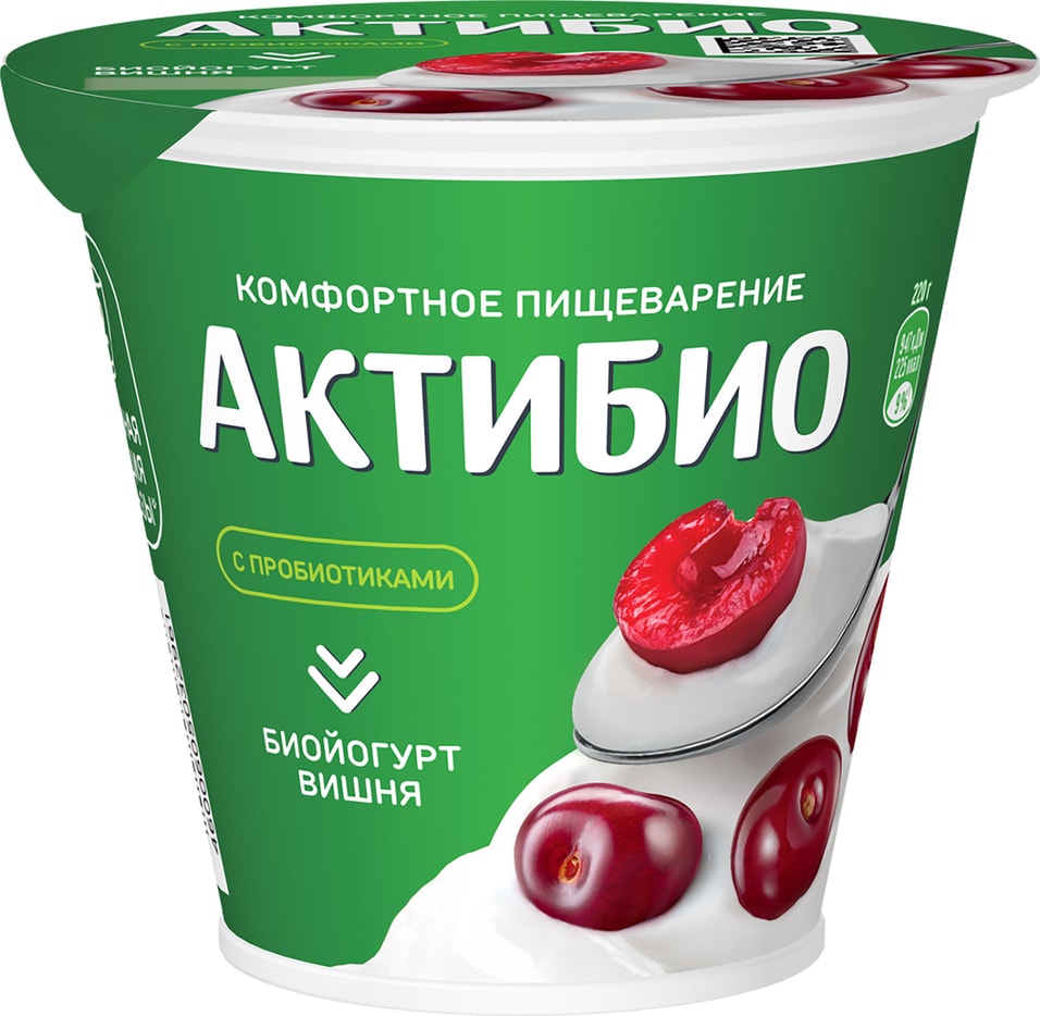 Био йогурт АКТИБИО Blactis с бифидобактериями вишня 2.9% 220г