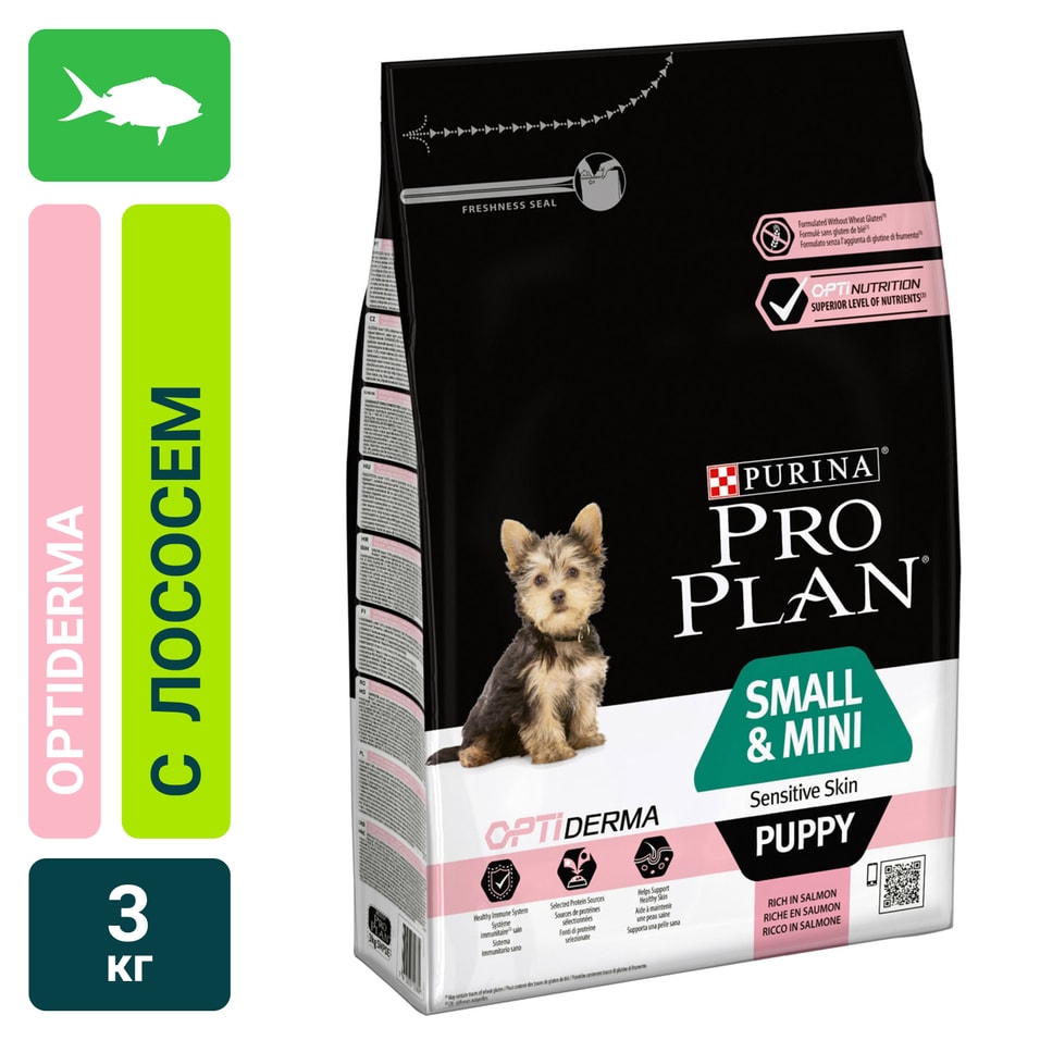 Сухой корм для щенков Pro Plan Optiderma Small&Mini Puppy для мелких пород с лососем 3кг