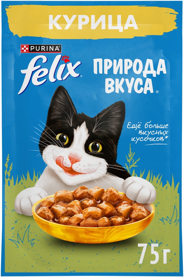 Влажный корм для кошек Felix Природа вкуса с курицей 75г 26₽