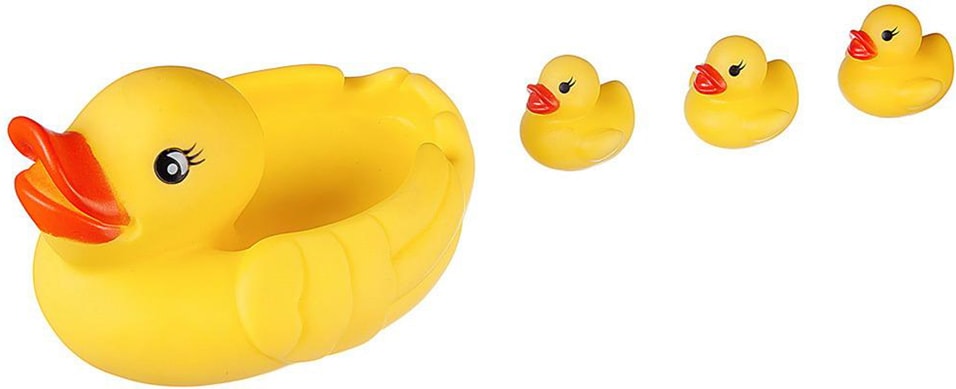 Набор игрушек для ванны ABtoys Веселое купание Уточка резиновая с тремя утятами