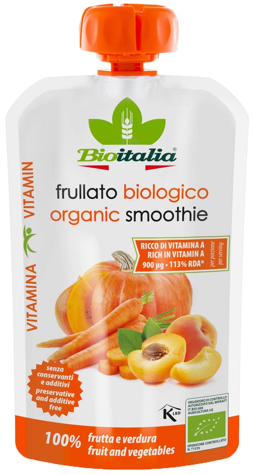 Пюре Bioitalia из моркови абрикоса и тыквы 120г