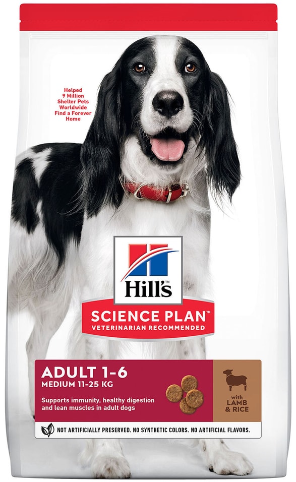 Сухой корм для собак Hills Science Plan Adult Medium для средних пород с ягненком 12кг
