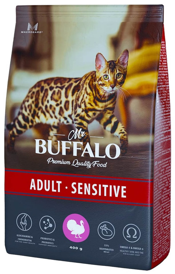 Сухой корм для кошек Mr.Buffalo Adult Sensitive с индейкой 400г