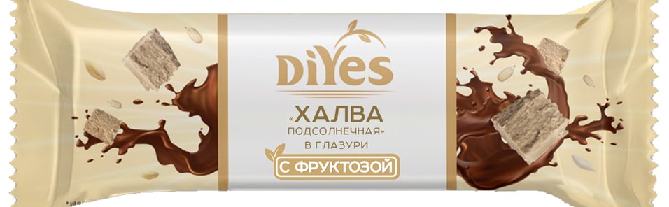 Батончик DiYes глазированный с фруктозой со вкусом Халва подсолнечная 60г