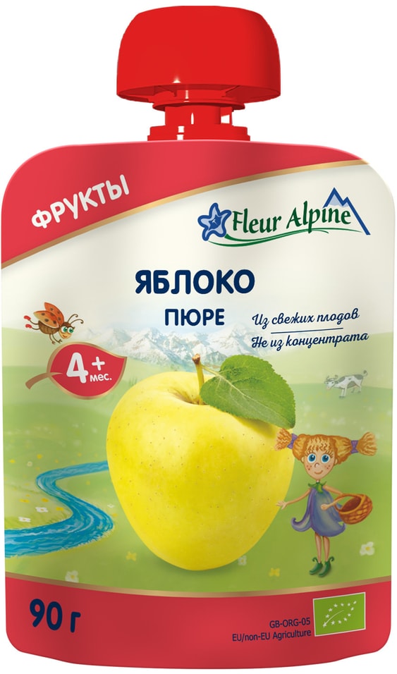 Пюре Fleur Alpine Organic Яблоко с 4 месяцев 90г