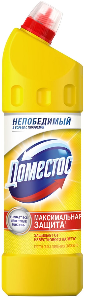 Чистящее средство Доместос Лимонная свежесть гель универсальный против бактерий и запахов 1л 209₽