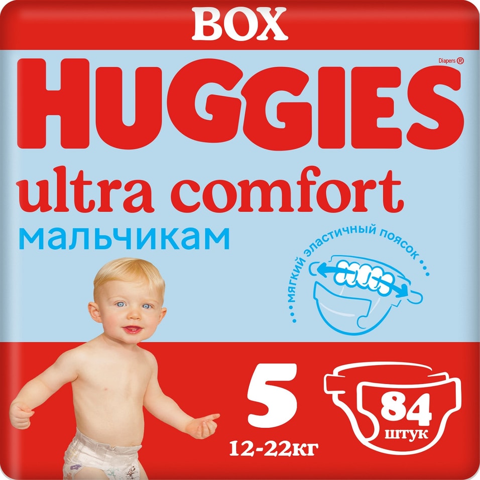 Подгузники Huggies Ultra Comfort для мальчиков 12-22кг 5 размер 84шт