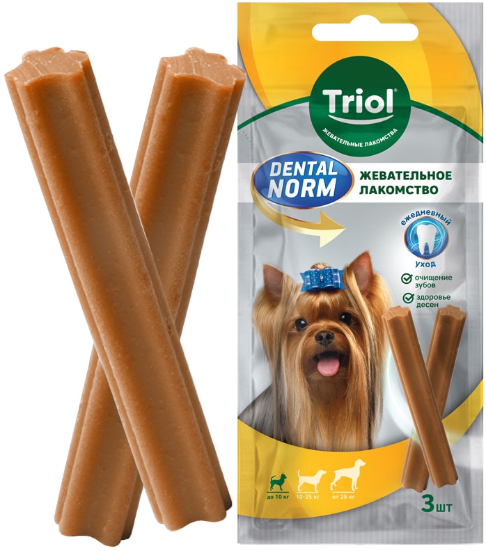 Лакомство для собак мелких пород Тriol Dental Norm Палочки жевательные 3шт 45г