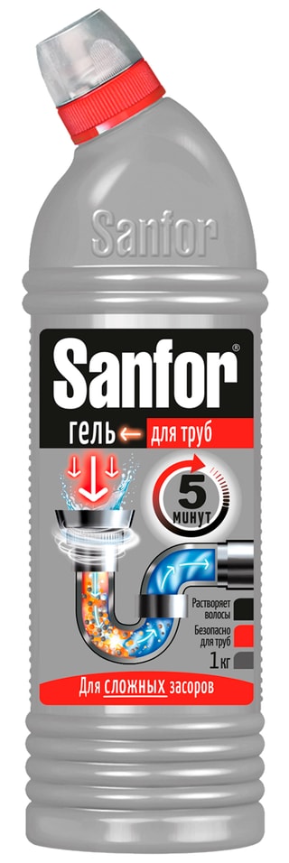 Средство для удаления засоров Sanfor для канализационных труб 750г