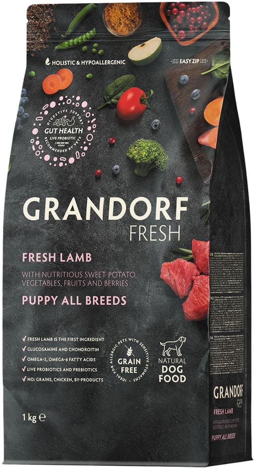Сухой корм для щенков Grandorf Fresh Dog Puppy Lamb&Sweet Potato Свежее мясо ягненка с бататом 1кг
