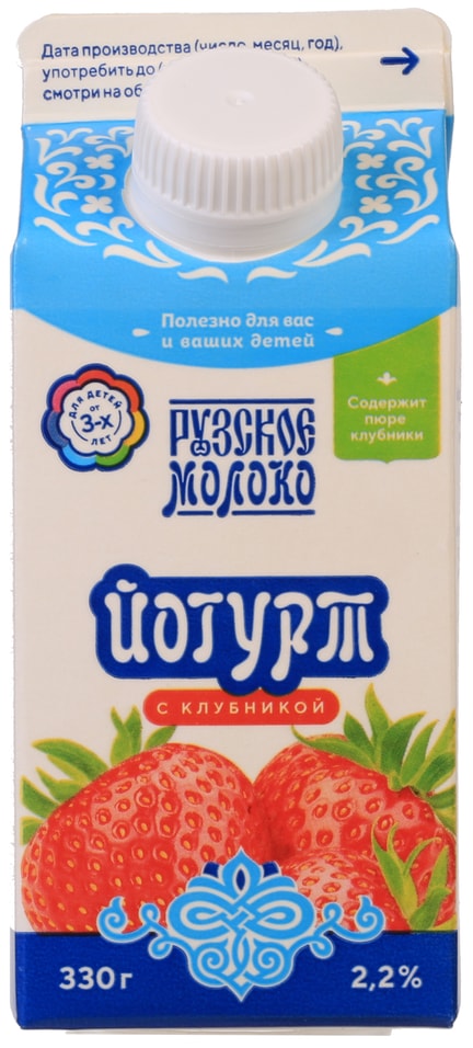 Йогурт питьевой Рузский с клубникой 2.2% 330г