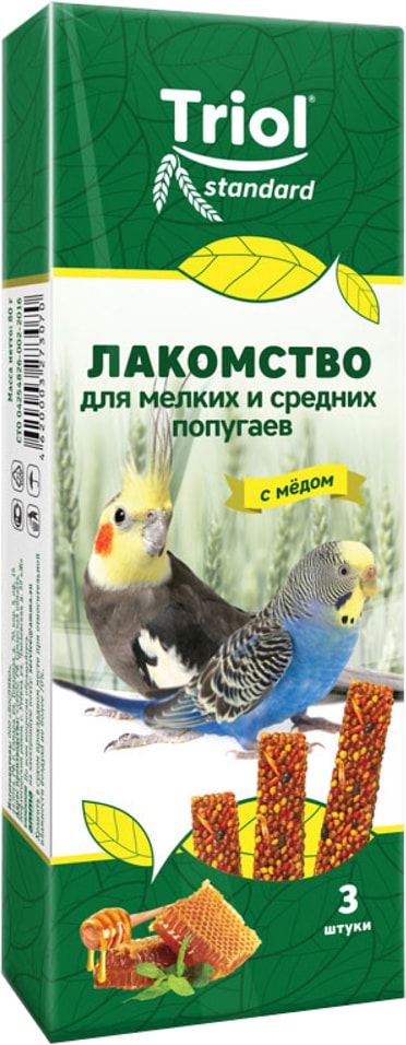 Лакомство для птиц Triol с медом для мелких и средних попугаев 80г 109₽