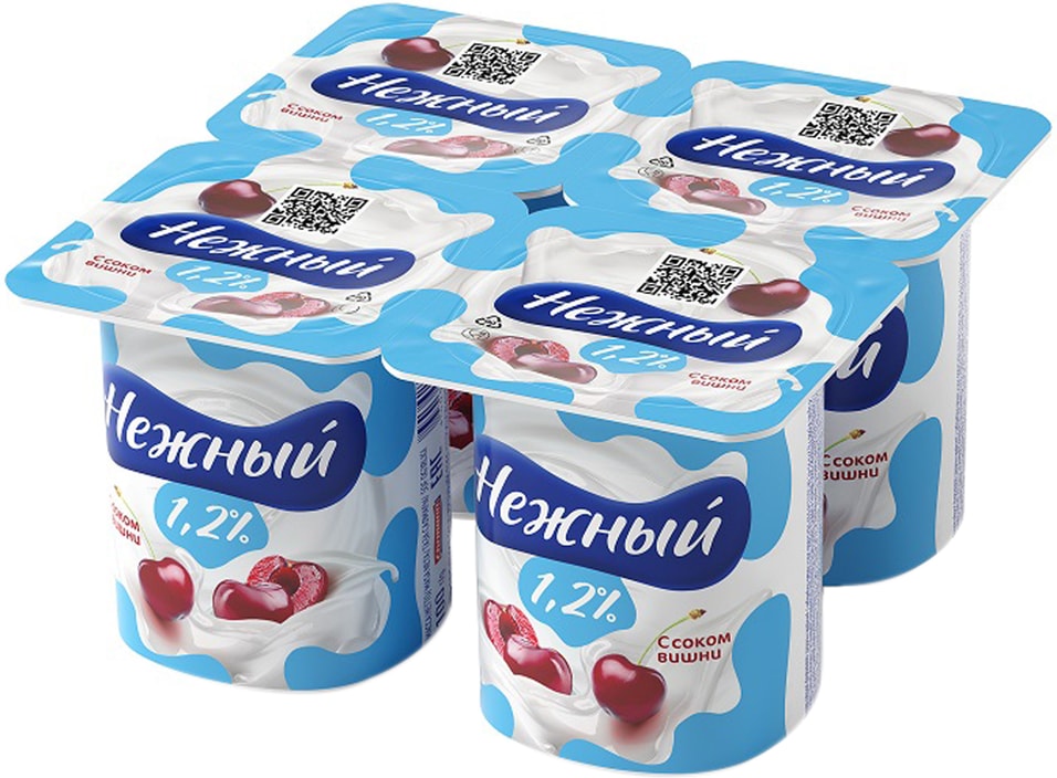 Продукт йогуртный Campina Нежный с вишневым соком 1.2% 4шт*100г