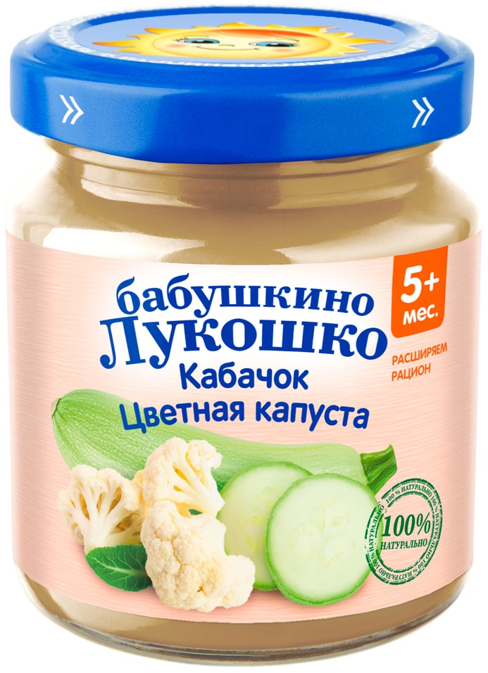 Пюре Бабушкино Лукошко Кабачок-Цветная капуста с 5 месяцев 100г 59₽