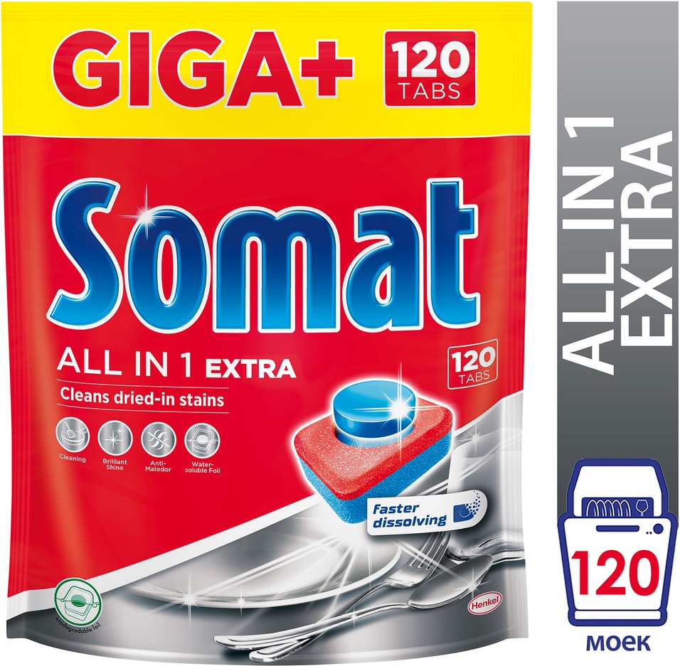 Таблетки для посудомоечных машин Somat All-in-1 120шт от Vprok.ru