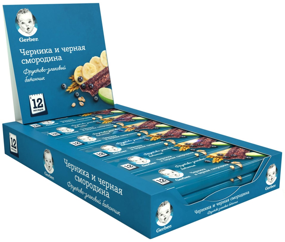 Батончик фруктово-злаковый Gerber Черника и черная смородина 25г (упаковка 3 шт.)