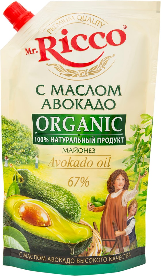Майонез Mr. Ricco Organic с маслом авокадо 67% 400мл от Vprok.ru