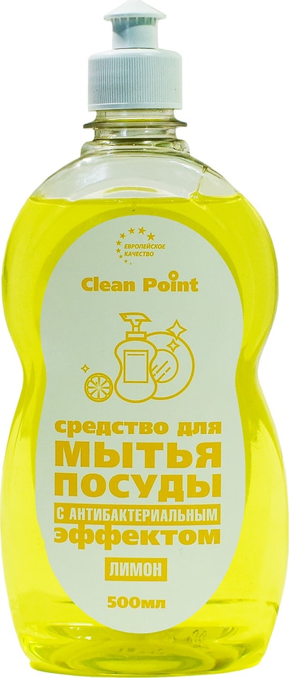 Чистящее средство Clean point для посуды с антибактериальным эффектом лимон 500мл от Vprok.ru
