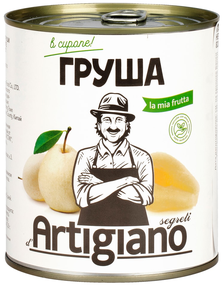 Груши Artigiano в сиропе половинками 820гс доставкой!