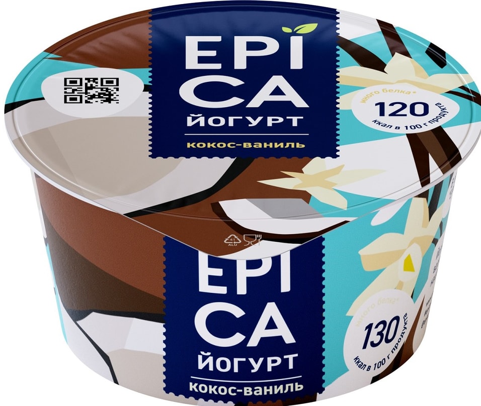 Йогурт Epica с кокосом и ванилью 6.3% 130г