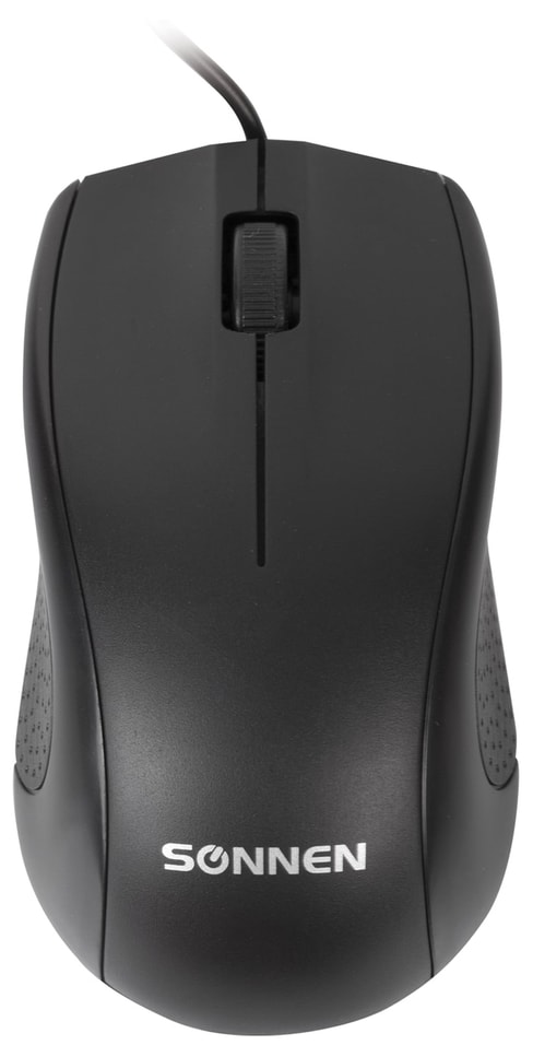 Мышь проводная Sonnen М-201 USB 1000dpi 2 кнопки+колесо-кнопка оптическая черная