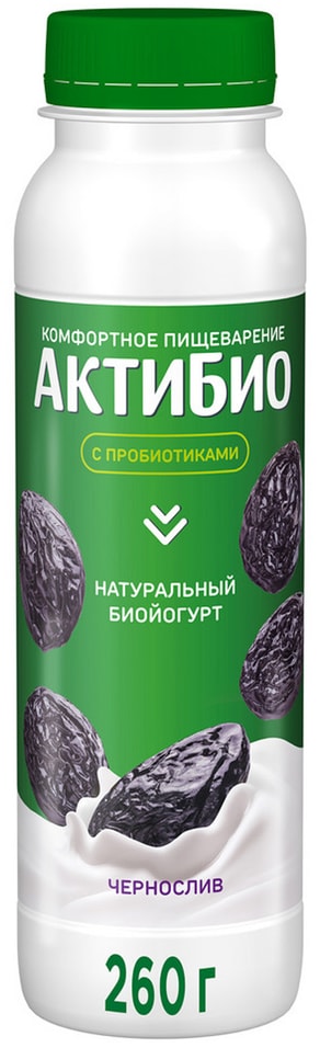 Био йогурт питьевой АКТИБИО С бифидобактериями чернослив 1.5% 260г