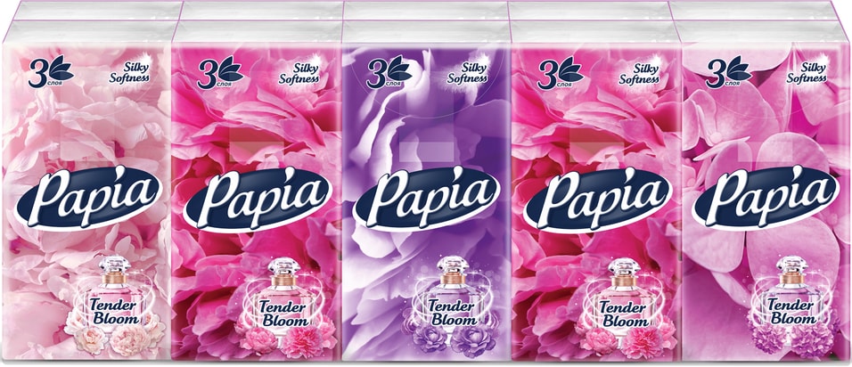 Платочки Papia Tender Bloom Нежное цветение 3 слоя 10шт 119₽