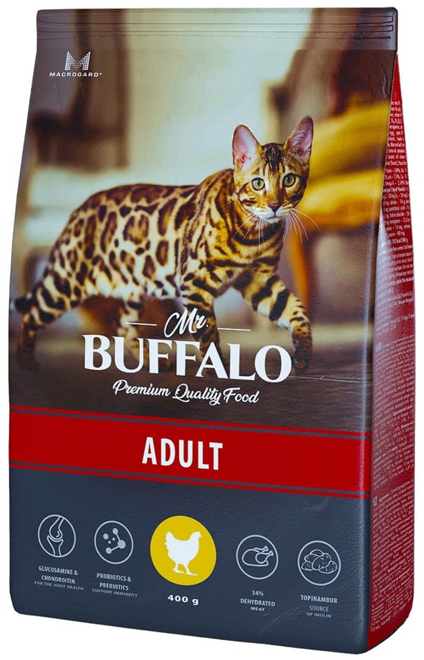 Сухой корм для кошек Mr.Buffalo Adult с курицей 400г 