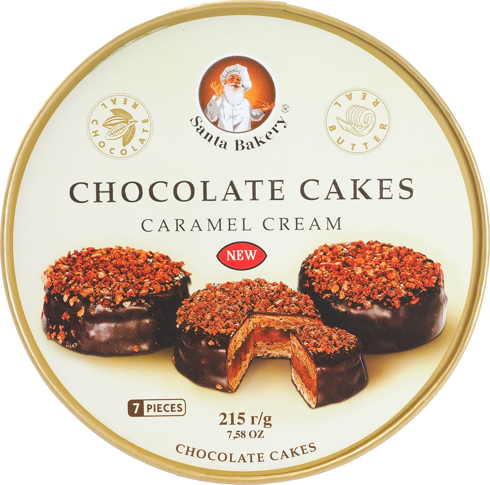 Пирожные Santa Bakery Chocolate Cakes Caramel Cream Шоколадные с карамельным кремом 215г от Vprok.ru