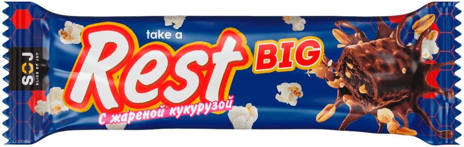 Батончик Soj Rest с жареной кукурузой арахисом и изюмом 52г 50₽