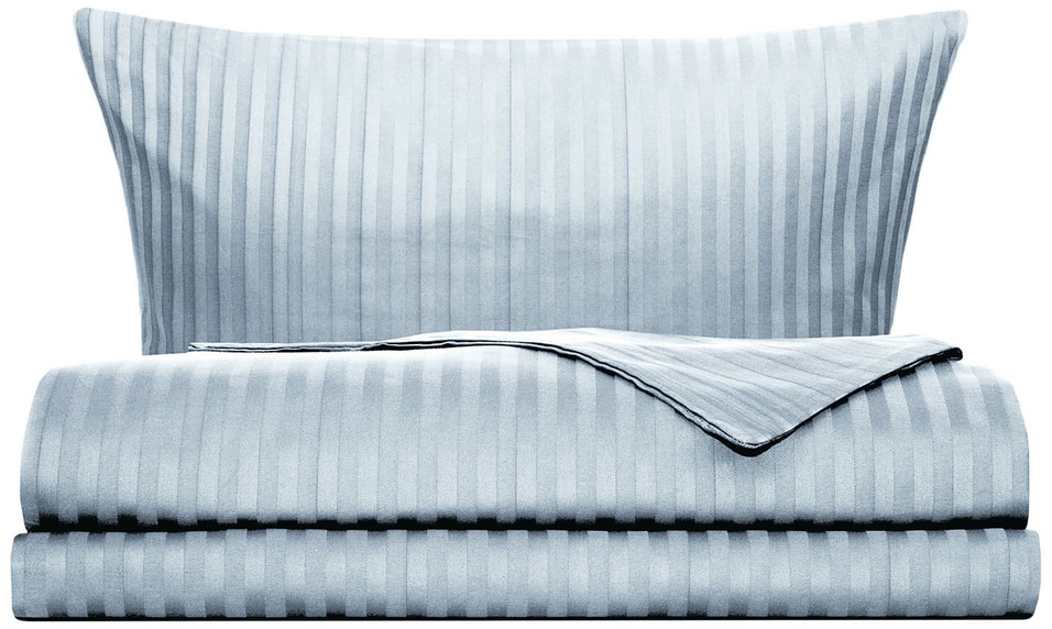 Комплект постельного белья Cottonika Страйп-сатин Голубой 2-спальный 50*70см