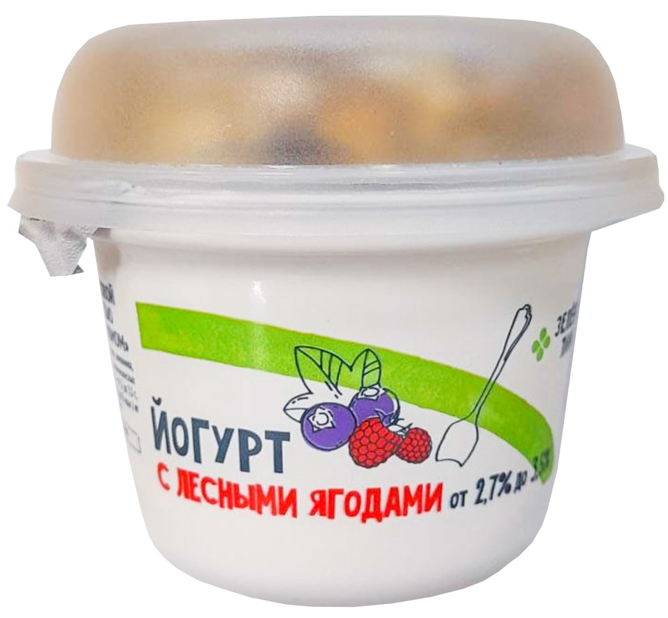 Йогурт Зеленая линия с лесными ягодами и гранолой с изюмом 2.7-3.5% 190г